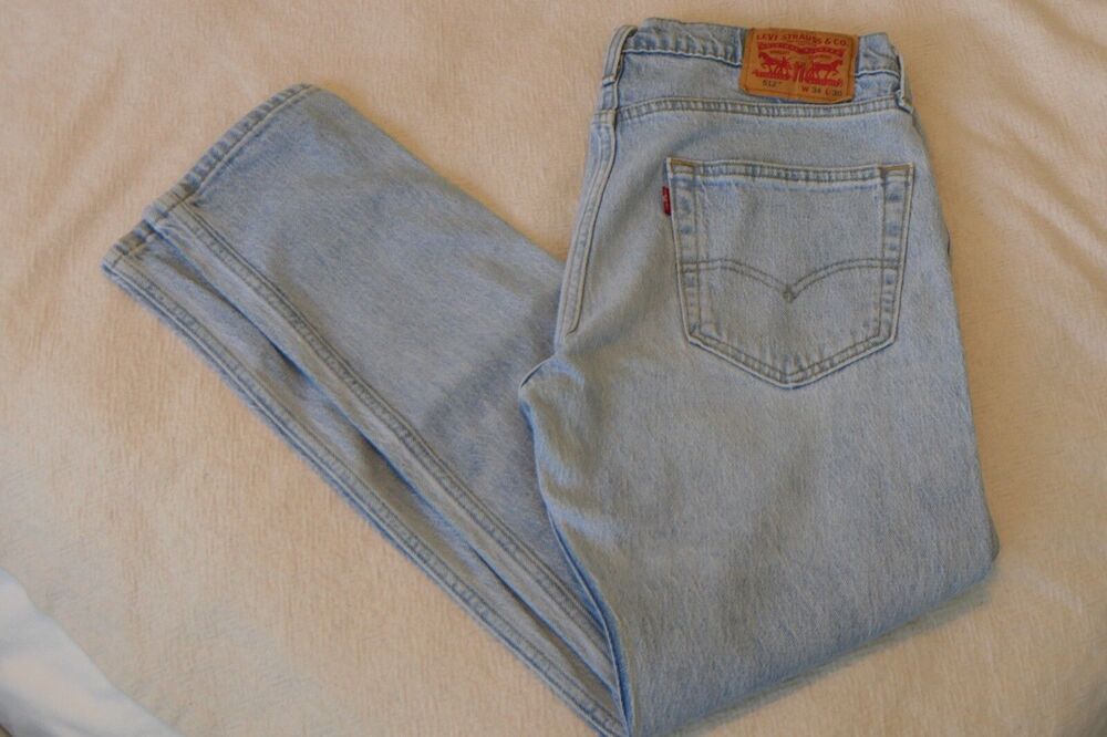 Levi's 512 Slim Taper Fit Light Wash Denim Jeans Mens Size 34x30
